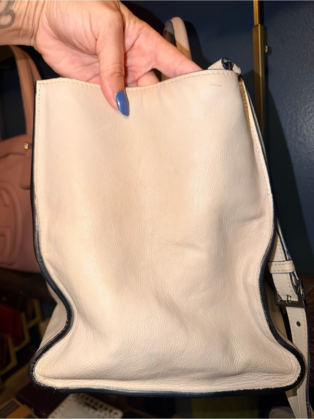 Prada Vintage Cream Leather 2-Way Bag with Triangle Logo - Picture 6 of 11